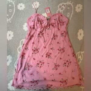 Women’s Streetwear Society pink floral printed mini dress size large